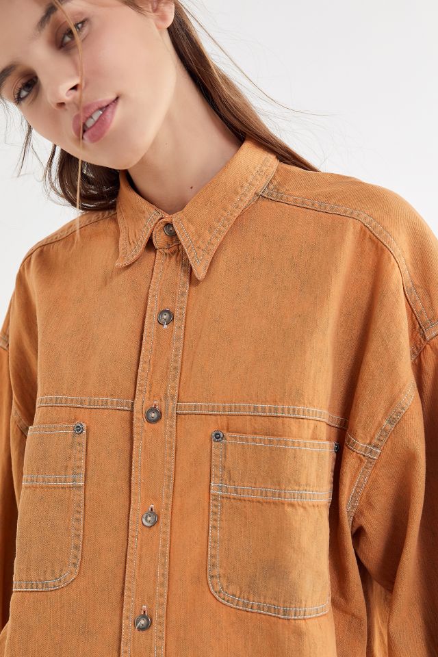 Urban Renewal Recycled Overdyed Acid Wash Denim Shirt #3