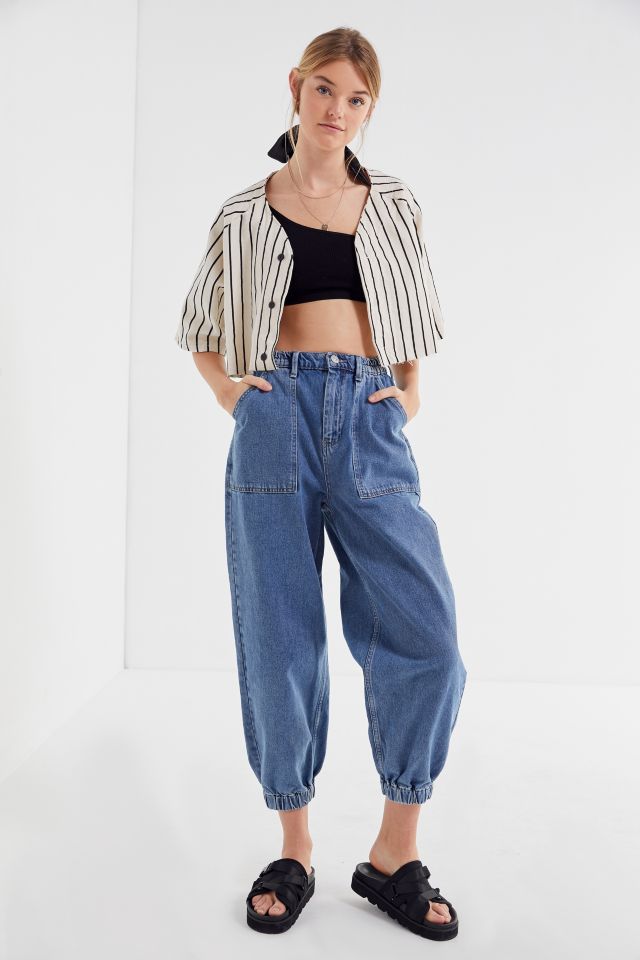 Vintage Striped Cropped Baseball Jersey #2