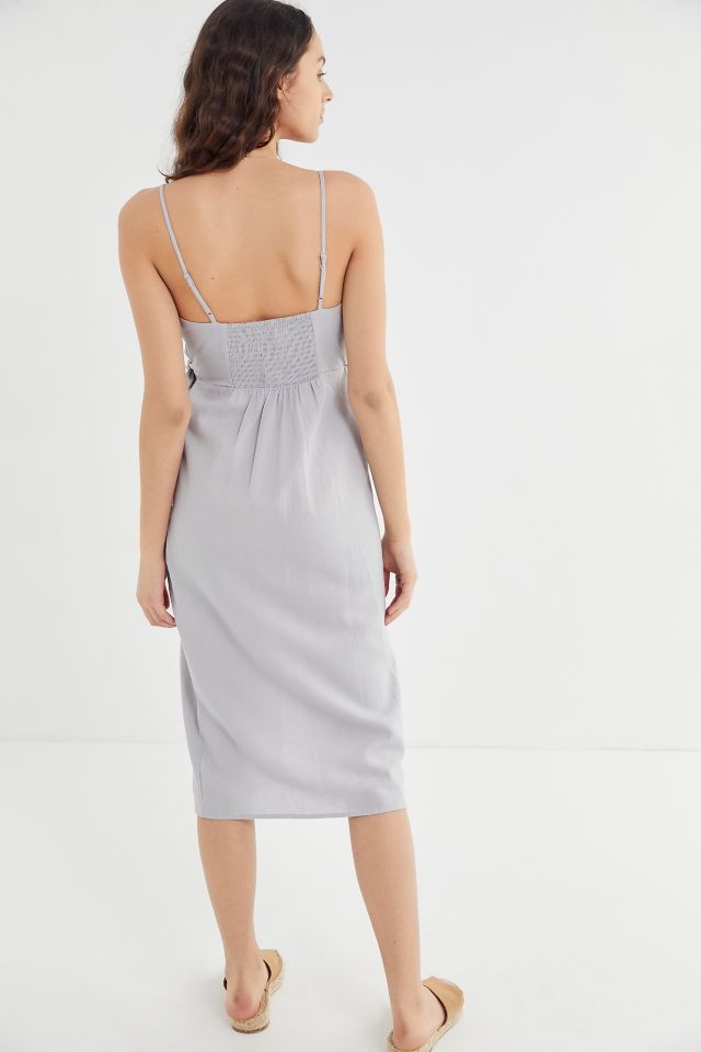 UO Quebec Linen Side-Tie Midi Wrap Dress #2