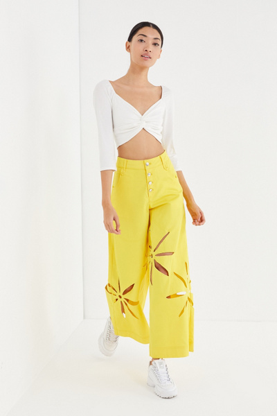 House Of Sunny Motif Daisy Cutout Wide Leg Jean | Urban Outfitters