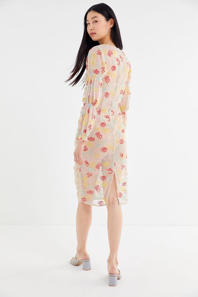 By Tyler Sheer Squiggle Embroidered Midi Dress #1