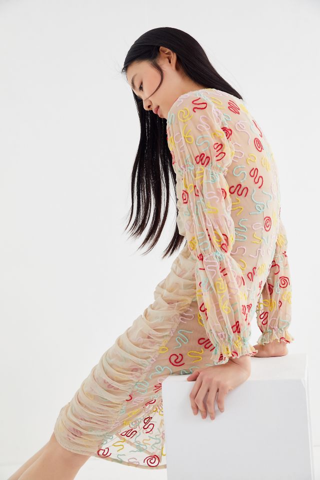 By Tyler Sheer Squiggle Embroidered Midi Dress #3