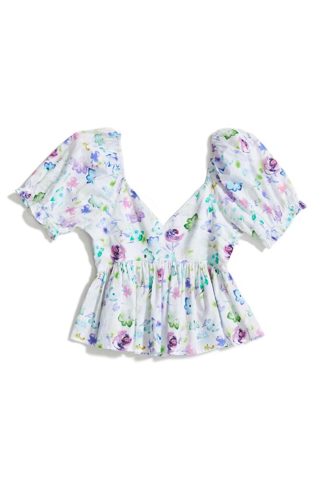 UO Vesna Puff Sleeve Peplum Top #4
