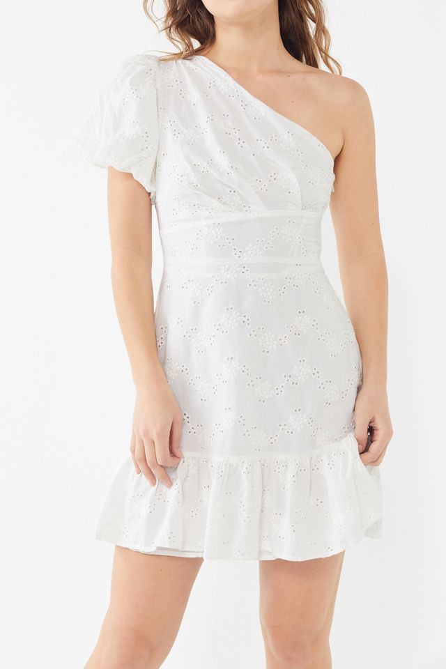 UO Claire Ruffle One-Shoulder Mini Dress #3