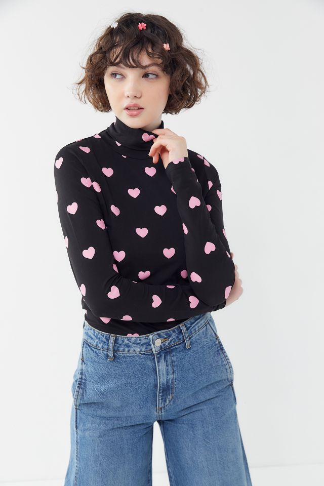 Lazy Oaf Little Hearts Turtleneck Top