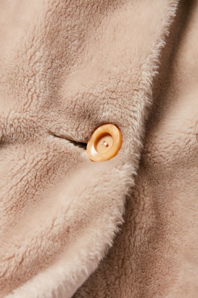 Manteau vintage en fausse fourrure beige #2