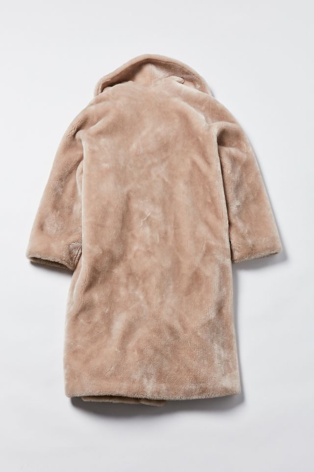 Manteau vintage en fausse fourrure beige #3