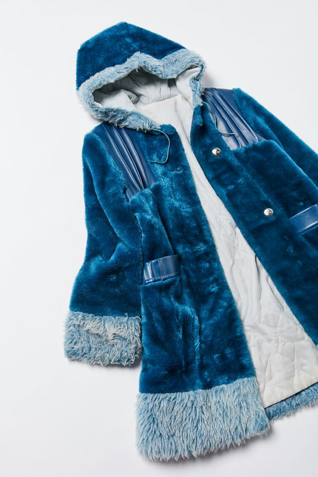 Vintage Blue Faux Fur Coat