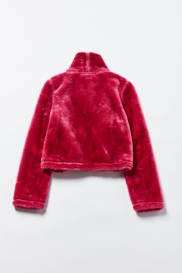 Veston court vintage en fausse fourrure rose #2