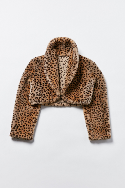 Leopard Faux Fur Cropped Jacket main image 1