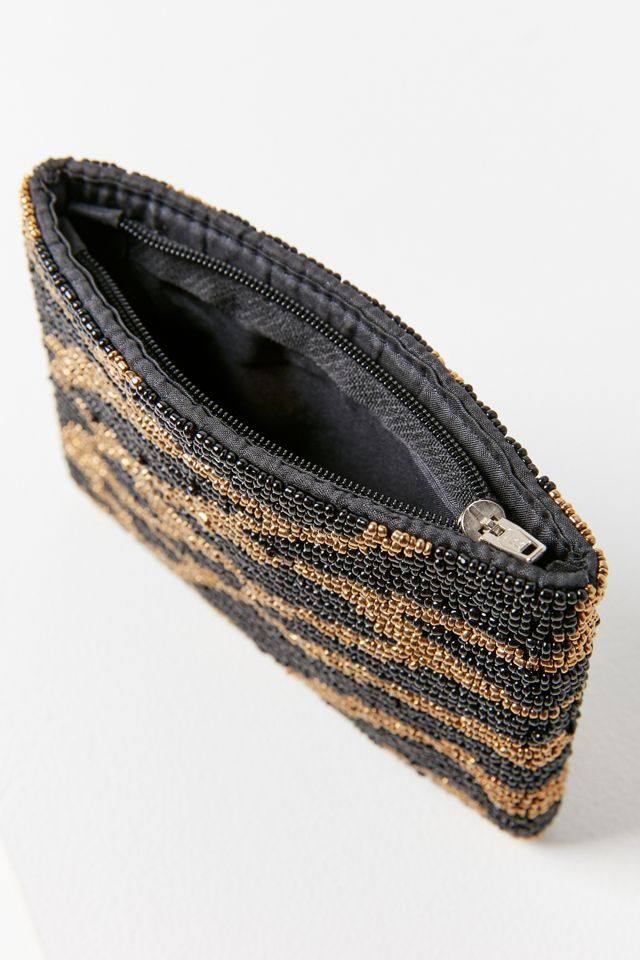Vintage Animal Pattern Beaded Zipper Clutch #1