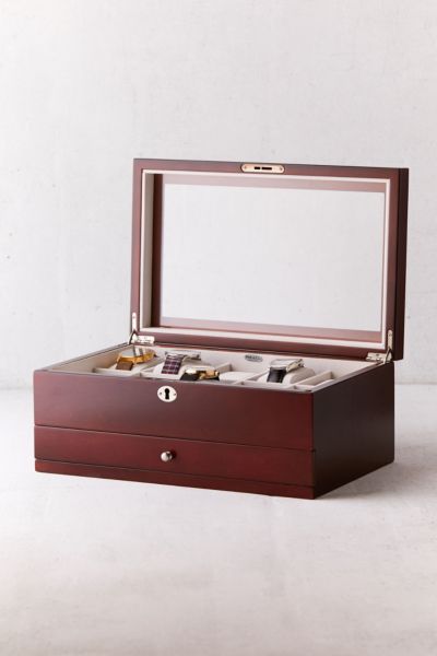 Mele and Co Christo Glass Top Wooden Watch Box