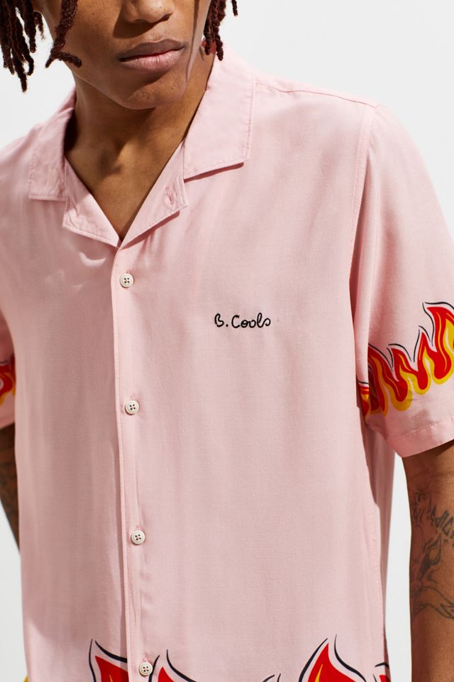 Barney Cools Pink Flames Short Sleeve Button-Down Shirt #1