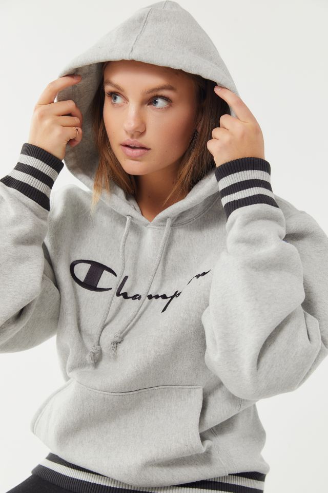 Champion oversized sporty striped hoodie sweatshirt on sale