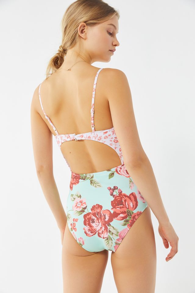 Laura Ashley UO Exclusive Mixed Print Cutout One-Piece Swimsuit #1