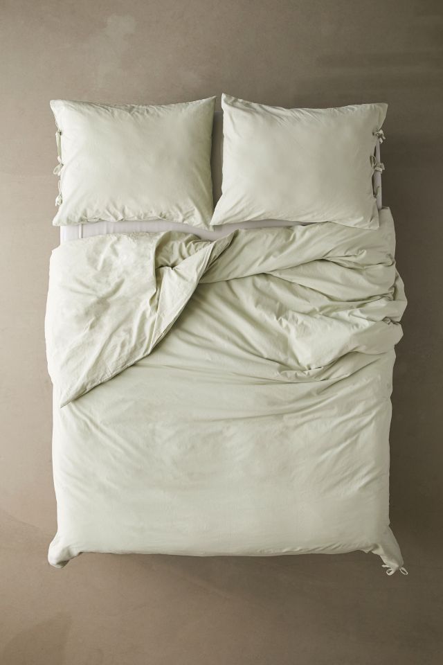 Maisie Washed Cotton Tie-Trim Duvet Cover #1
