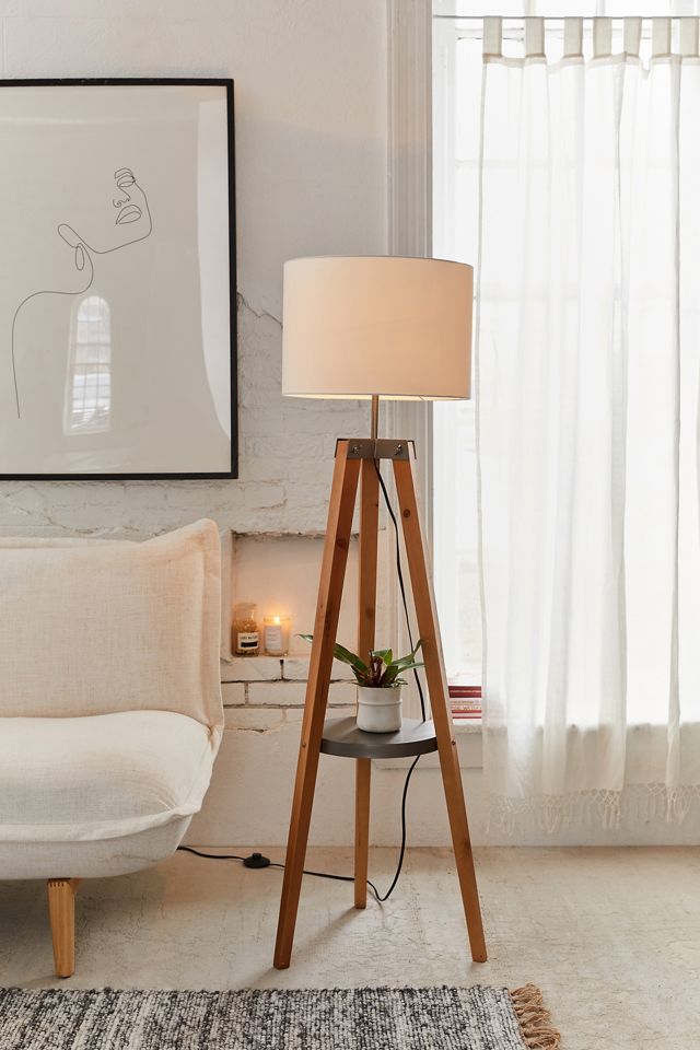Miles Mid Century Side Table Floor Lamp, Tripod Lamp With Table