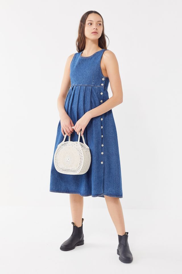 BDG Matilda Denim Button-Down Babydoll Midi Dress #3