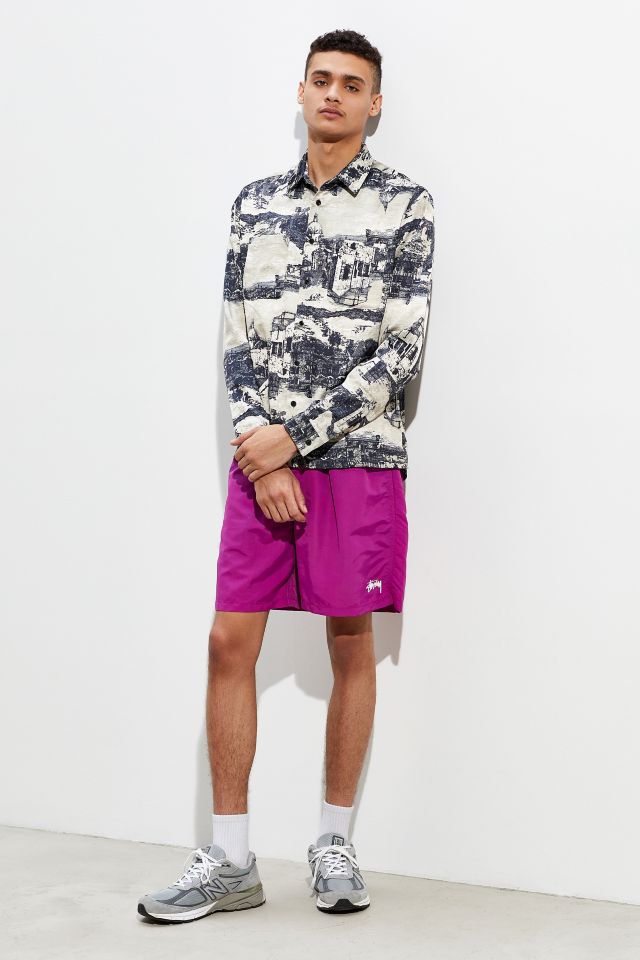 UO Etched Print Satin Button-Down Shirt #5