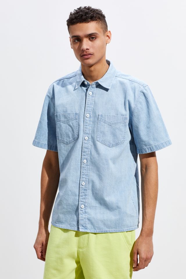 UO Denim Dad Short Sleeve Button-Down Shirt | Urban Outfitters