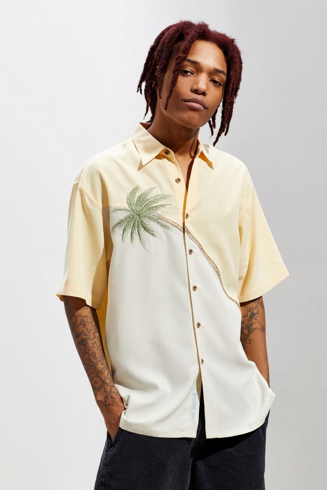 Chemise Boutonnée à Manches Courtes Brodée Bamboo Cay Hurricane Palm #1