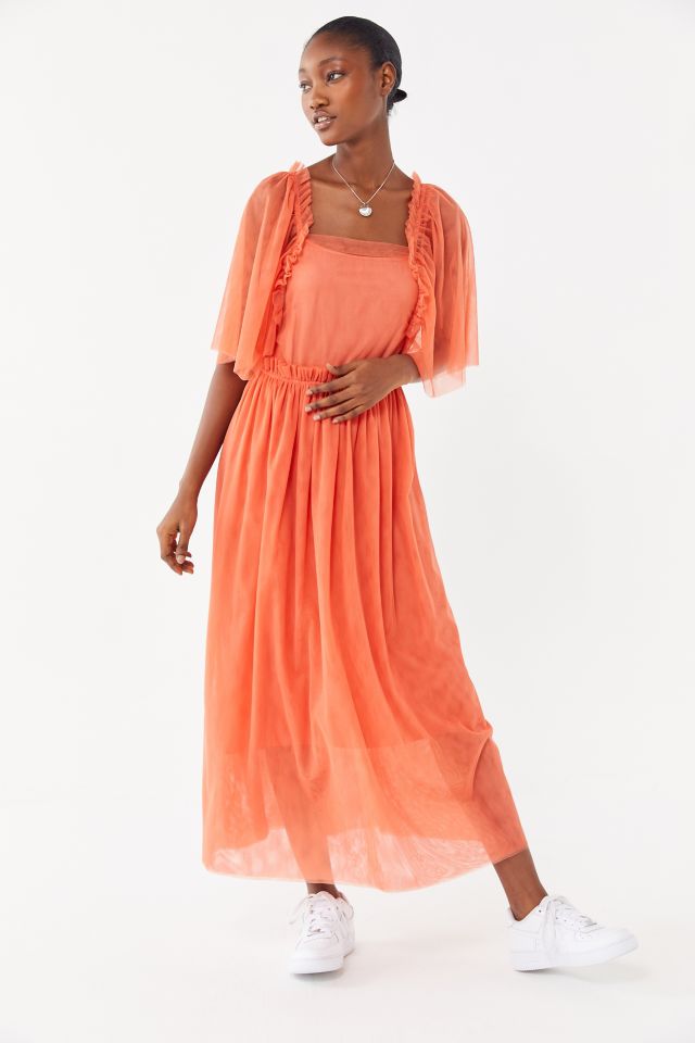 WRAY Claire Sheer Ruffle Midi Dress