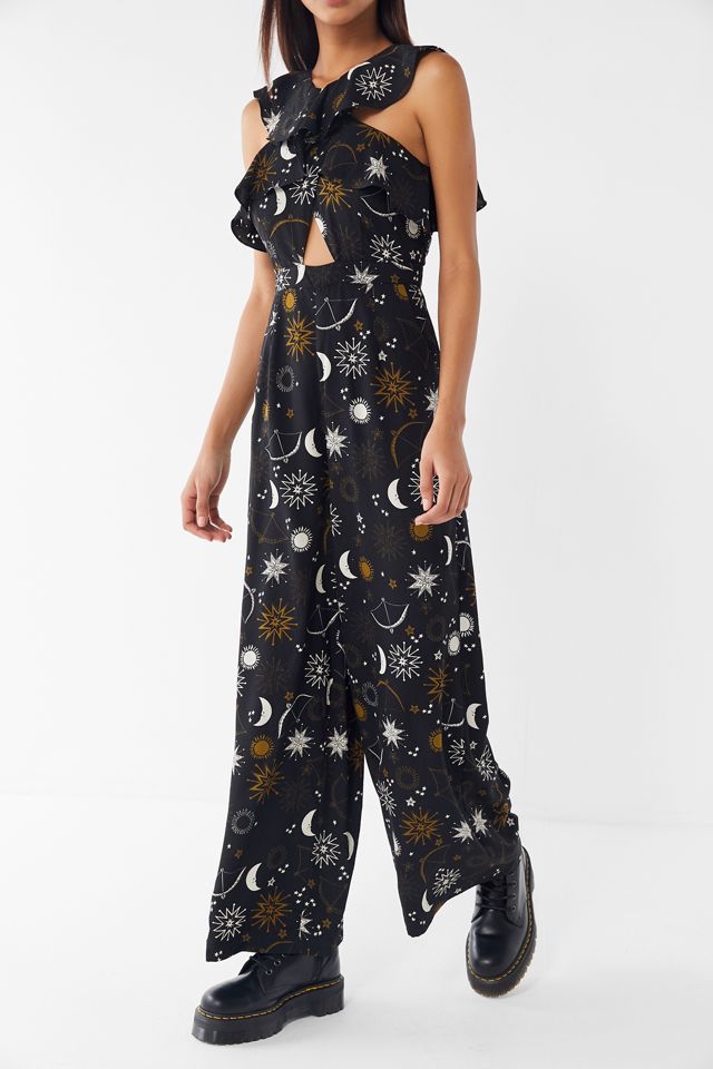 Lost + Wander Zodiac Cross-Front Ruffle Jumpsuit | Urban Outfitters
