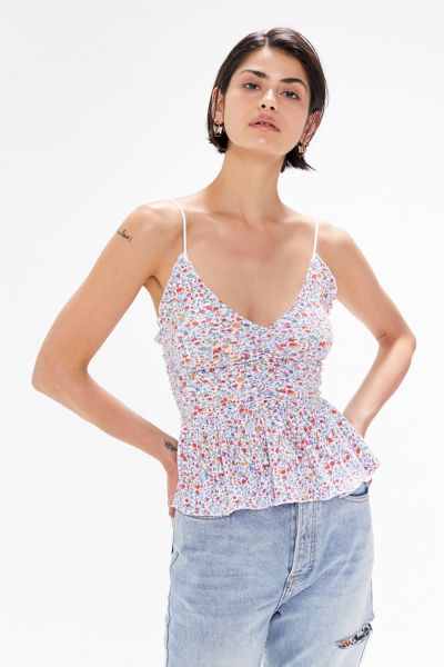 UO Ella Ruched Peplum Cami | Urban Outfitters