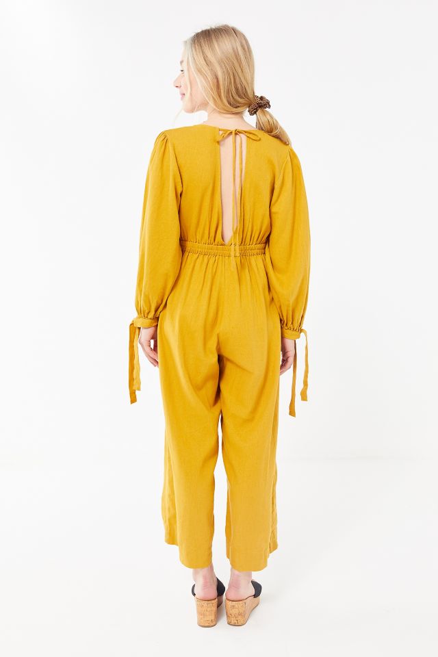 UO Catherine Linen Pleated Balloon Sleeve Jumpsuit #1