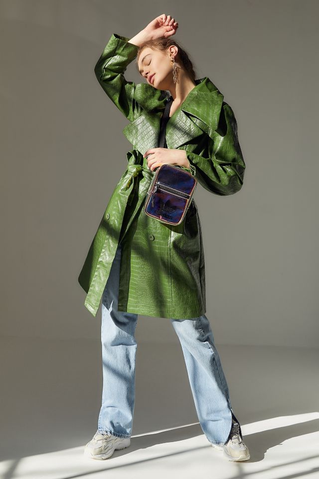 House Of Sunny Upscale Faux Patent Crocodile Coat #3