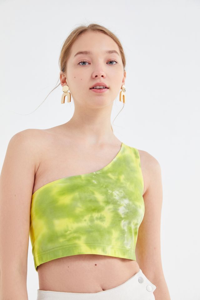 UO Wyn Washed Tie Dye One Shoulder Cropped Top Urban Outfitters