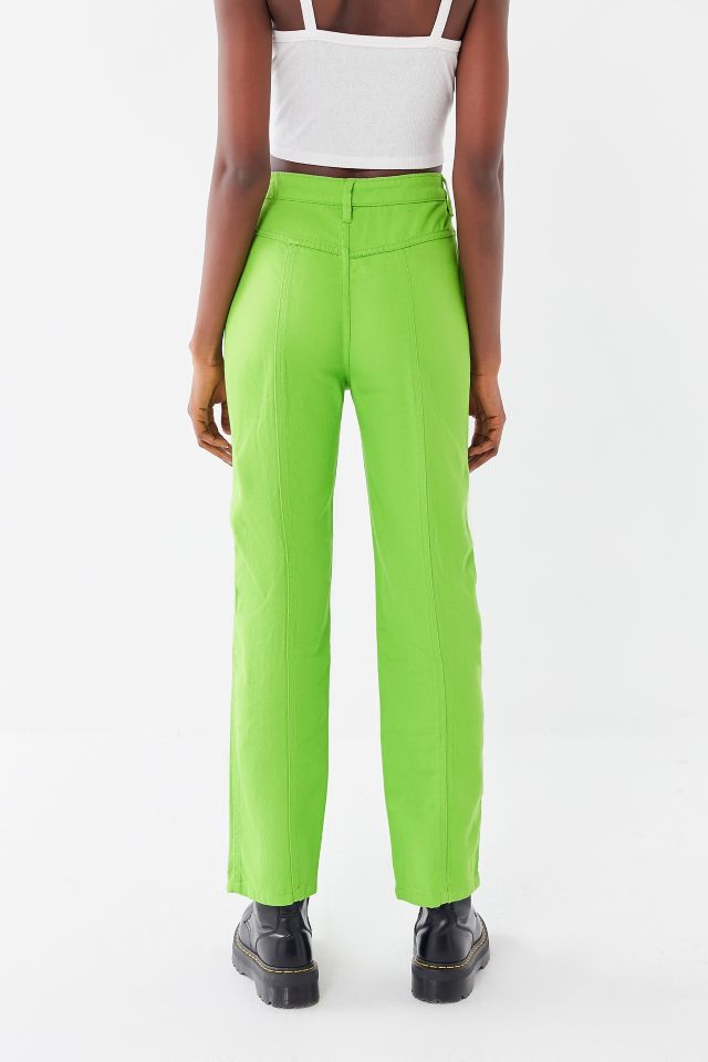 BDG Esme Seamed Straight Leg Jean – Overdyed Lime #1