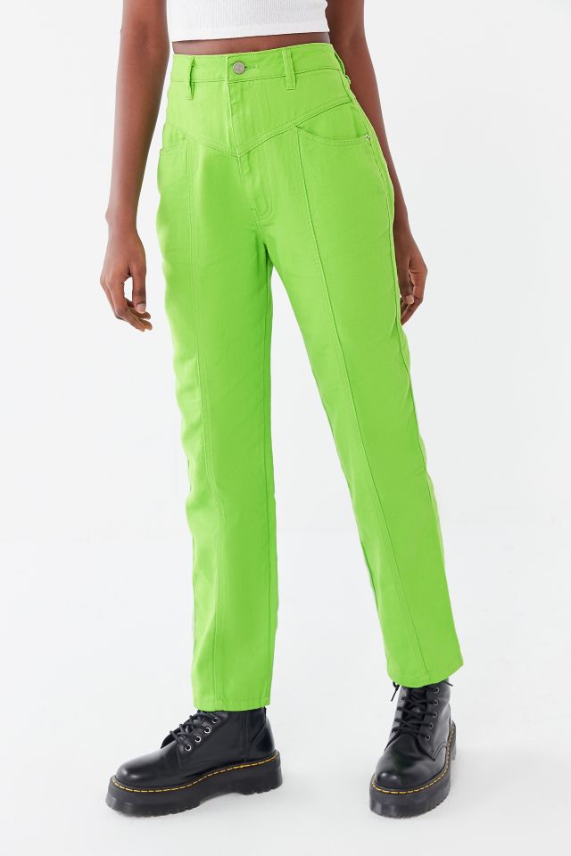 BDG Esme Seamed Straight Leg Jean – Overdyed Lime #2