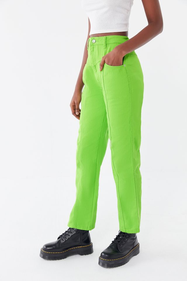 BDG Esme Seamed Straight Leg Jean – Overdyed Lime #3