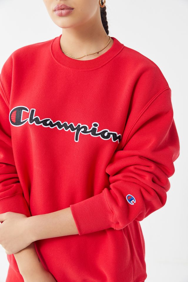 Champion Oversized Chain Stitch Script Crew Neck Sweatshirt