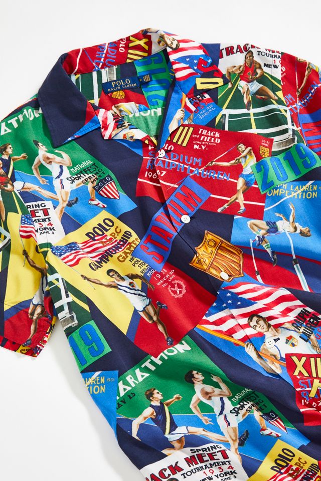 Polo by Ralph Lauren スタジアムシャツ M Polo Ralph Lauren Stadium Scarf Print Short Sleeve Button-Down