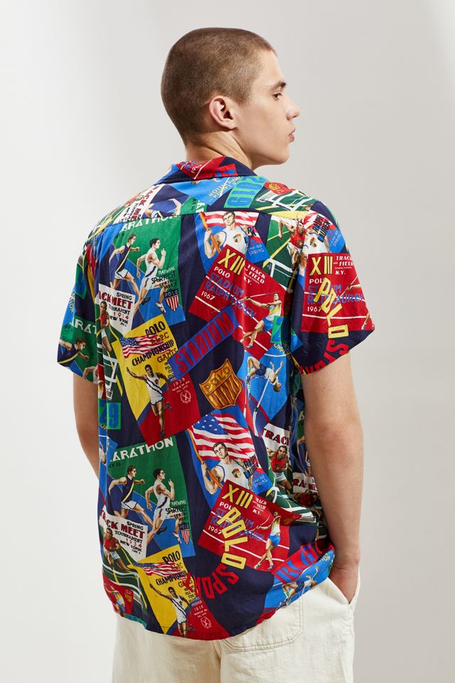 Polo Ralph Lauren Stadium Scarf Print Short Sleeve Button-Down