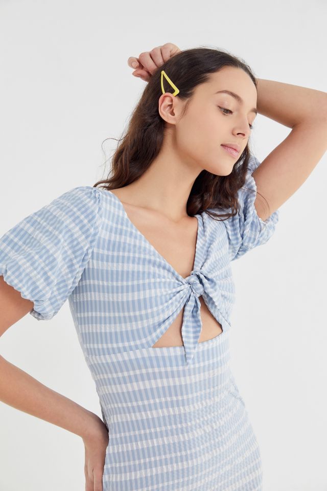 UO Picnic In The Park Crinkle Tie-Front Midi Dress #1