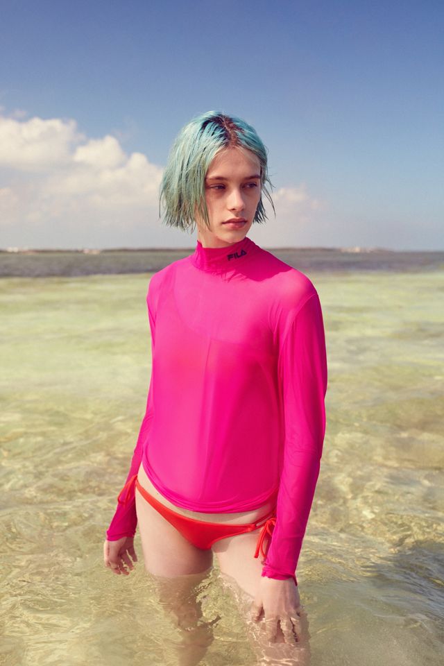 FILA UO Exclusive Mesh Mock Neck Tunic Tee