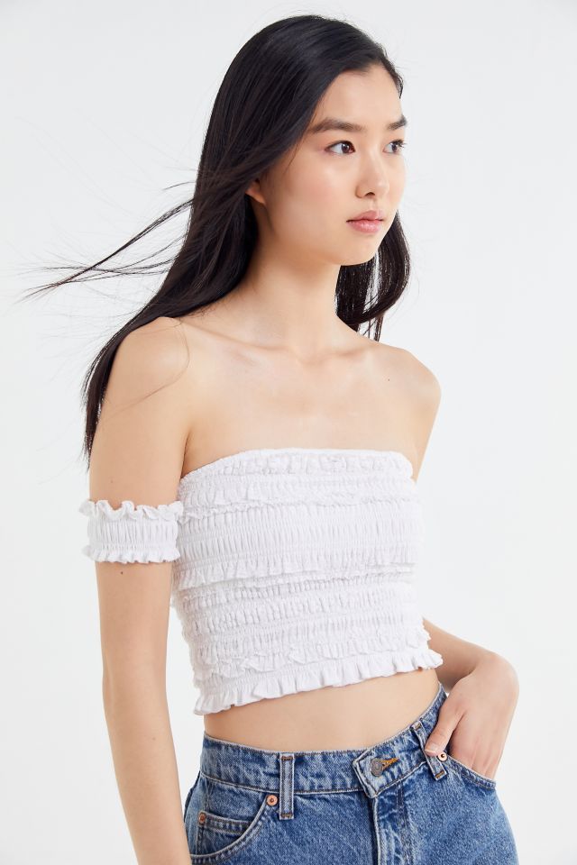 White off the outlet shoulder smocked top