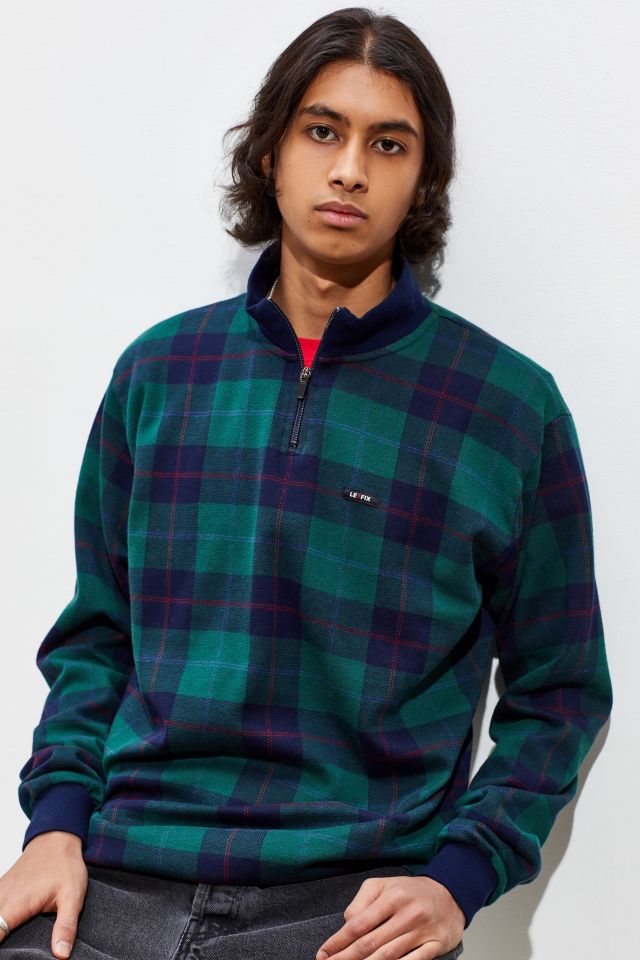 Le Fix Clan Plaid Quarter Zip Sweatshirt