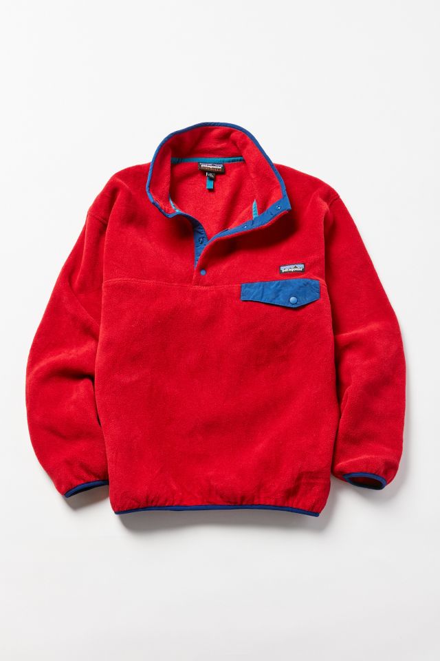 PATAGONIA Women's Vintage USA Fleece Jacket Full Zip P.E.F Red Blue Size L