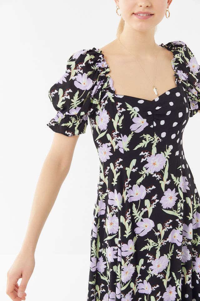 UO Margarete Mixed Print Asymmetrical Maxi Dress #1