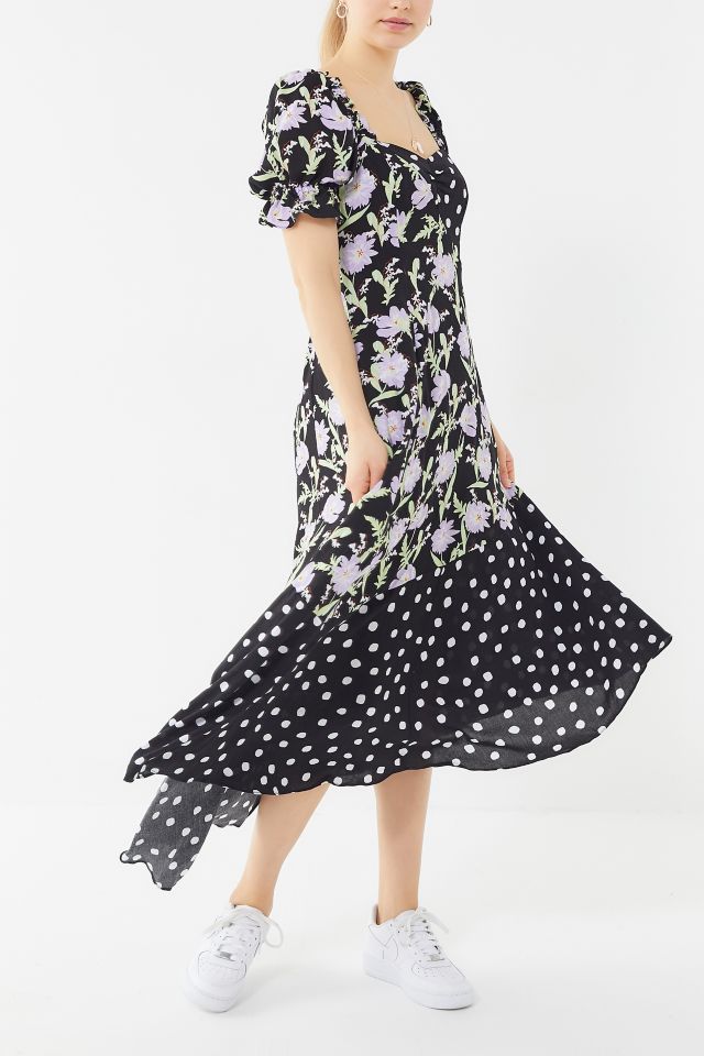 UO Margarete Mixed Print Asymmetrical Maxi Dress #3