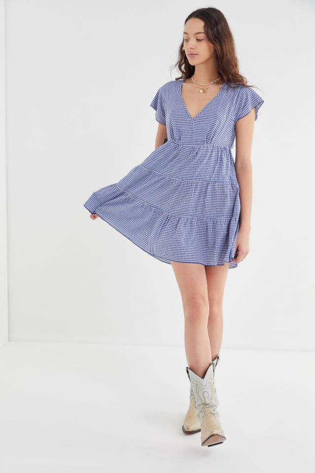 UO Jules Gingham V-Neck Mini Dress #3