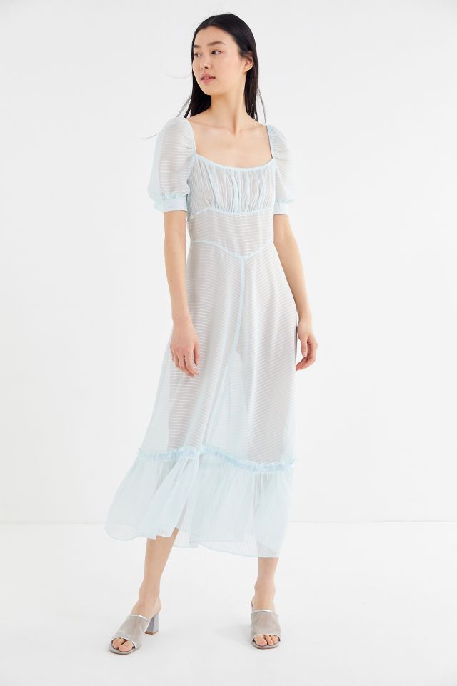UO Salem Sheer Puff Sleeve Maxi Dress