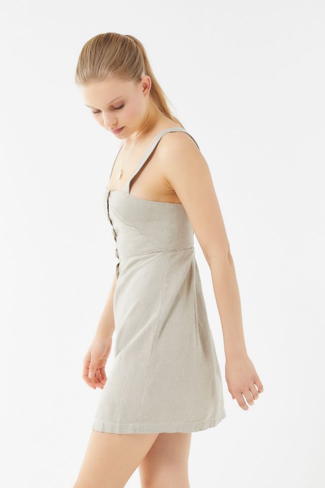 UO Avalon Linen Button-Front Mini Dress #3