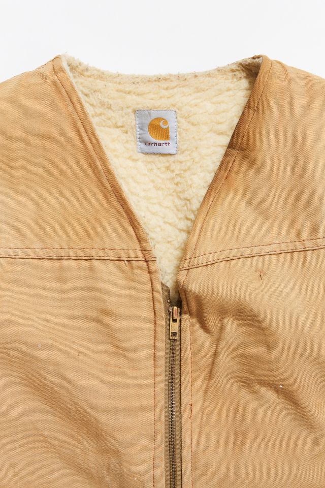 Vintage Carhartt Sand Sherpa Lined Vest #1