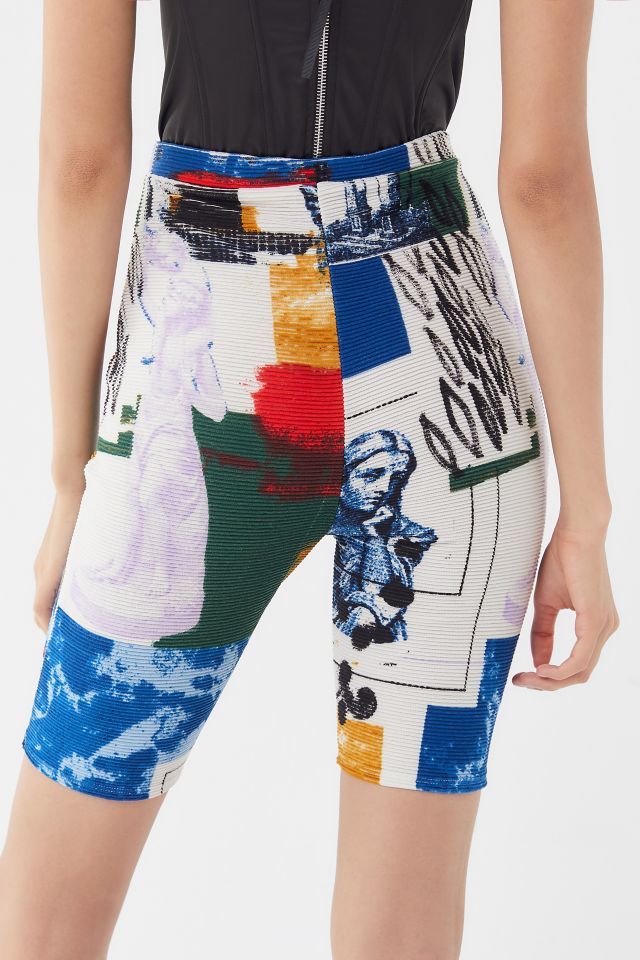 UO When In Rome Printed Ribbed Bike Short | Urban Outfitters