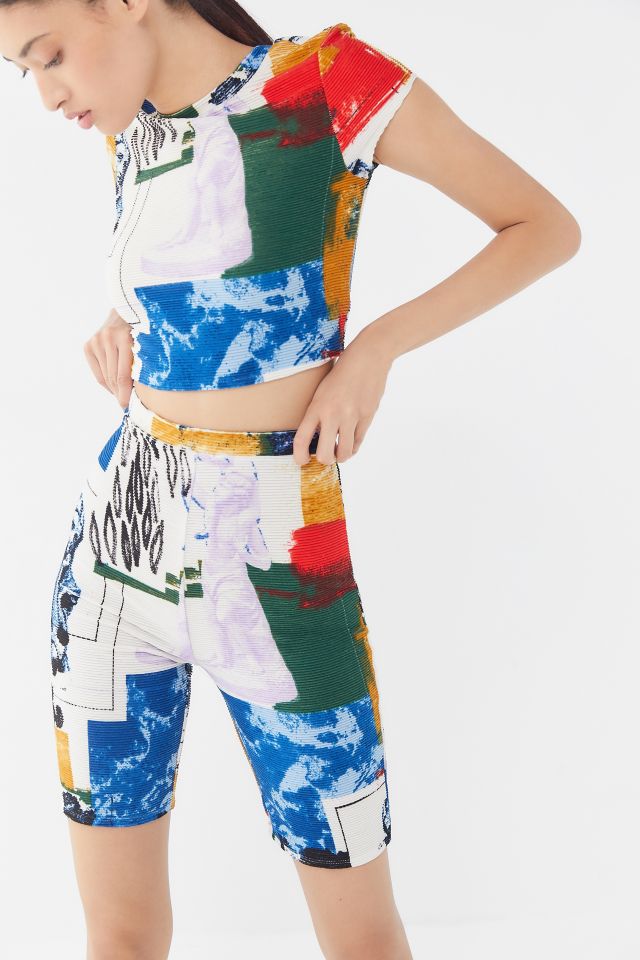 UO When In Rome Printed Ribbed Bike Short #1